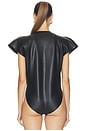view 5 of 5 Cap Sleeve Bomber Bodysuit in Black