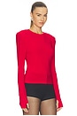 view 2 of 4 Shoulder Pad Long Sleeve Crew Top in Tiger Red