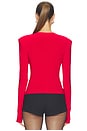 view 4 of 4 Shoulder Pad Long Sleeve Crew Top in Tiger Red