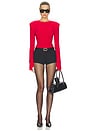 view 5 of 4 Shoulder Pad Long Sleeve Crew Top in Tiger Red