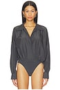view 2 of 5 Oversized Neck Bodysuit in Dark Grey