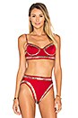 view 1 of 4 Stud Underwire Bikini Top in Red & Silver