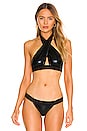 view 1 of 4 Cross Halter Bikini Top in Black Foil