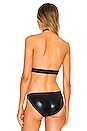 view 3 of 4 Cross Halter Bikini Top in Black Foil