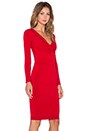 view 3 of 5 Bellissima Long Sleeve Reversible Drape Dress in Red