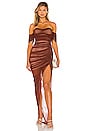 view 1 of 3 Dita Mesh Gown in Chocolate & Nude