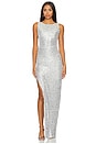 view 1 of 4 Lumina High Neck Gown in Silver