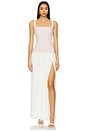 view 1 of 3 Desiree Square Neck Maxi Dress in Nude & White