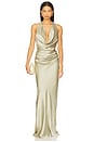 view 1 of 3 Penelope Drape Gown in Thyme