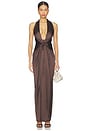 view 1 of 3 Calypso Halter Gown in Chocolate