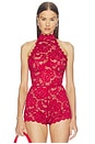 view 1 of 6 Delphine Lace Bodysuit in Red