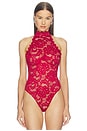 view 2 of 6 Delphine Lace Bodysuit in Red