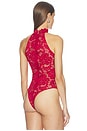 view 5 of 6 Delphine Lace Bodysuit in Red