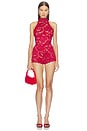 view 6 of 6 Delphine Lace Bodysuit in Red