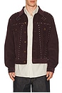 view 2 of 5 Studded Jean Jacket 14W Corduroy in Burgundy