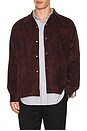 view 1 of 6 Fringe Open Collar Shirt Rayon Corduroy in Burgundy
