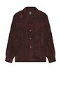 view 5 of 6 Fringe Open Collar Shirt Rayon Corduroy in Burgundy