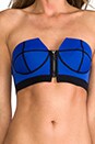 view 4 of 4 Zip Front Strapless Bikini Top in Electric Blue