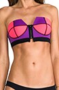 view 4 of 4 Zip Front Strapless Bikini Top in Pink & Purple