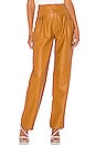 view 1 of 4 Britt Pleated Vegan Leather Trouser in Caramel