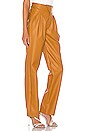 view 2 of 4 Britt Pleated Vegan Leather Trouser in Caramel