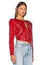 view 2 of 6 Vivi Angle Sequin Top in Red