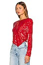 view 3 of 6 Vivi Angle Sequin Top in Red