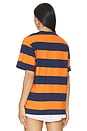 view 3 of 4 Stripe Short Sleeve Tee in Navy & Orange
