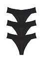 view 2 of 2 Bliss Perfection One Size Classic Thong 3 Packs in Black