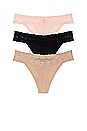 view 1 of 6 Bliss Perfection Thong 3 Pack in Cameo Rose, Black, & Cafe