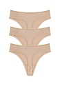 view 2 of 6 Bliss Bare Cotton Thong 3-pack in Café
