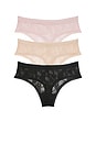view 1 of 2 Bliss Allure One Size Lace Thong 3-pack in Black, Cafe, Rose Beige
