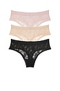 view 2 of 2 Bliss Allure One Size Lace Thong 3-pack in Black, Cafe, Rose Beige