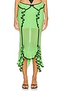view 1 of 6 Lace Trim Ruffled Fishtail Skirt in Fluorescent Green