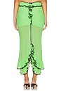 view 4 of 6 Lace Trim Ruffled Fishtail Skirt in Fluorescent Green