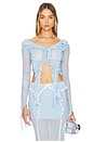 view 1 of 4 Lace Trim Ruffled Top in Baby Blue