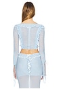 view 3 of 4 Lace Trim Ruffled Top in Baby Blue