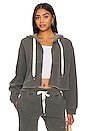view 1 of 5 Delaney Undone Hem Crop Zip Hoody in Pigment Black