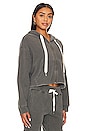 view 3 of 5 Delaney Undone Hem Crop Zip Hoody in Pigment Black