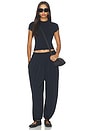 view 4 of 5 Stretch Knit Crop Crew in Obsidian