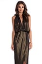 view 1 of 6 Glam Halter Dress in Knit Lame/Metallic Gold in Knit Lame & Metallic Gold