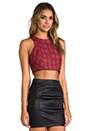 view 2 of 5 Bardot Crop Top in Red Tartain Plaid