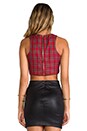 view 3 of 5 Bardot Crop Top in Red Tartain Plaid