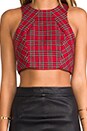 view 4 of 5 Bardot Crop Top in Red Tartain Plaid