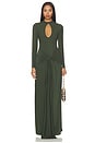 view 1 of 3 Naked Keyhole Drape Tie Dress in Noir Green