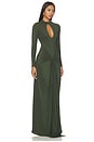 view 2 of 3 Naked Keyhole Drape Tie Dress in Noir Green