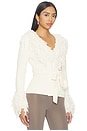 view 2 of 4 GILET À FRANGES KNIT FRINGE V-NECK CARDIGAN in Bone