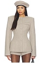 view 1 of 4 Chevron Suited Button Up Blazer in Taupe