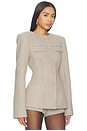 view 2 of 4 Chevron Suited Button Up Blazer in Taupe