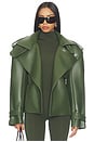 view 2 of 5 Faux Leather Short Trench in Dark Olive